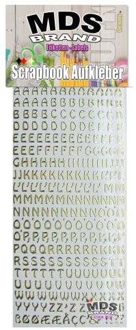 MDS Brand 1cm Buchstaben Aufkleber zum beschriften von Scrapbook, Taufkerzen, Hochzeit oder dankeskarten, einfach zum basteln und gestalten 23-1 (A-Z Gold)