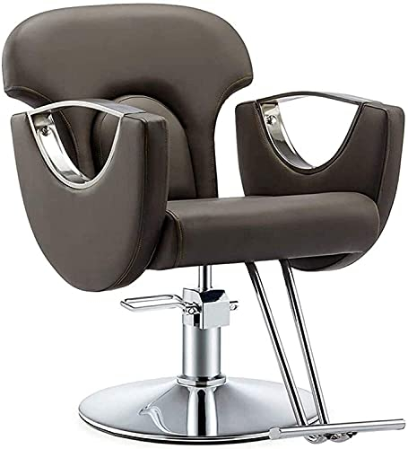 Salonstuhl Hydraulischer Stuhl Für Geschäft Oder Zuhause, Schönheitssalonstuhl Für Schönheitssalon Friseurstuhl Friseurstuhl Friseurstuhl Hydraulischer Haarschnittstuhl (420 Lbs) (Braun Canrecline) P
