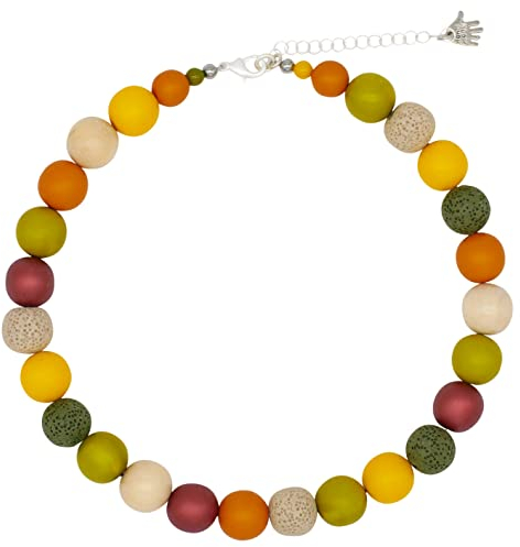 Feliss Handmade: Ketten aus Perlen, Halskette Damen. Statement Kette 45 cm lang in Boho Style. Choker Halsband, aesthetic Necklace Schmuck. Beads Perlenkette für Frauen in bunt mit Lavaperlen