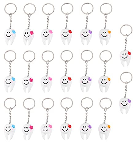 Mipcase 20 Stücke Zahn Form Schlüsselanhänger Zahn Schlüsselanhänger Lustige Dental Keychain Handtasche Anhänger Dekoration Zahnarzt Assistent Schmuck Geschenk