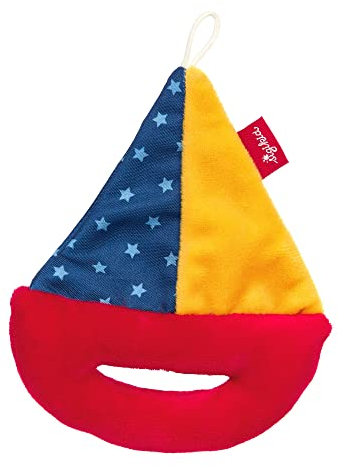 Sigikid Greifling Segelboot, RedStars Babyspielzeug mit Knisterfolie und Rassel: greifen, entdecken, spielen, für Babys ab Geburt, Art.-Nr. 42875, rot-blau-gelb 12x15x3 cm