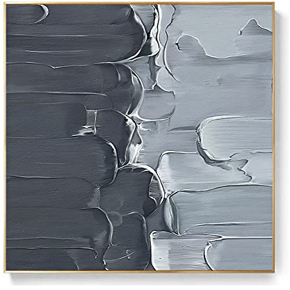 Acrylbilder, Grau Dicke Textur Zweifarbig Farblich Passend Minimalistisch Abstrakt Modern Groß Original Handgemaltes Messer Kunstwerk Gemälde Auf Leinwand Wandkunst Für Home Office Dekorationen
