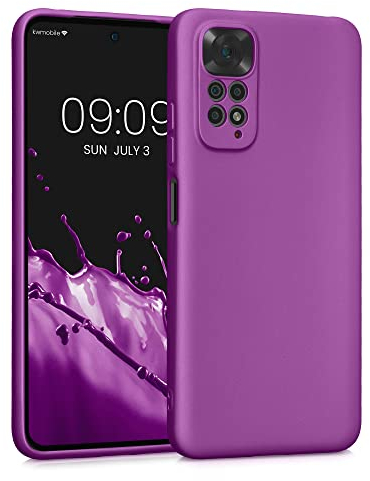 kwmobile Handyhülle kompatibel mit Xiaomi Redmi Note 11 / Note 11S Hülle - weiche Silikon Case metallisch schimmernd in Metallic Violett