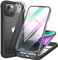 Miracase Glass Case Compatible with iPhone 14 Plus Case 6.7 inch, Built-in Glass Screen Protector + Camera Lens Protector, 2023 Upgrade Full Body Rubber Bumper Clear Back Case Cover (Black)