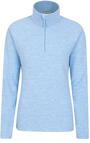 Mountain Warehouse Snowdon Womens Fleece Top - Warm Pullover, Lightweight Sweater, Half Zip, Breathable Ladies Tee, Quick Drying - For Spring Summer, Walking, Travelling Corn Blue Women's Size 12
