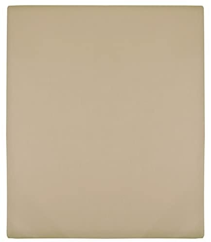 vidaXL Spannbettlaken Spannbetttuch Bettwäsche Betttuch Bettlaken Spannlaken Laken Spannleintuch für Doppelbett Jersey Taupe 140x200cm Baumwolle