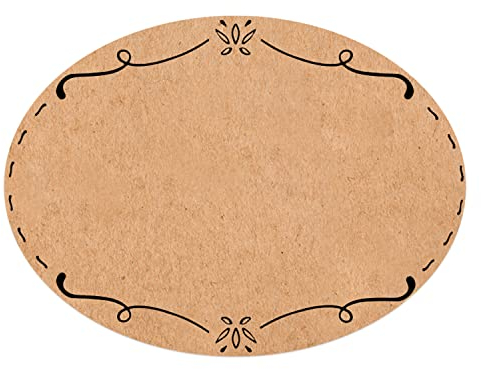 Logbuch-Verlag 200 ovale Aufkleber Namensaufkleber zum Beschriften auf Rolle 6 x 4,5 cm naturfarben Kraftpapier schwarz vintage