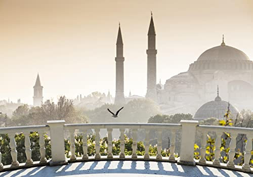 wandmotiv24 Fototapete Blick vom Balkon - Istanbul Blaue Moschee, 400 x 280 cm - selbstklebende Vliestapete 150g, Wanddeko, Wandbild, Wandtapete, Raumerweiterung, Stadt M0606
