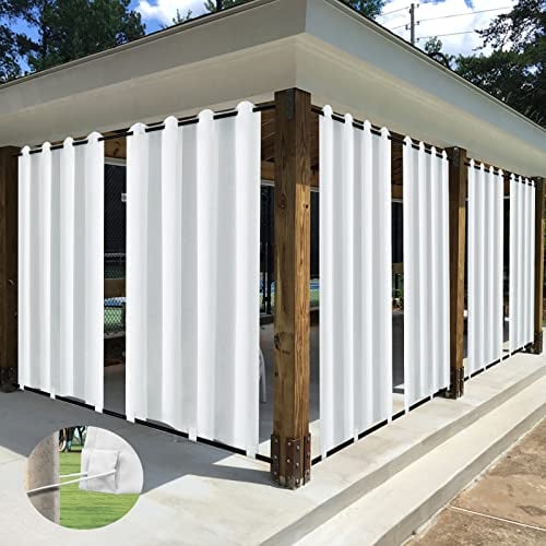Rosnek 2 Stück Outdoor Vorhang Wetterfest Unten Gewichtet, Outdoorvorhänge mit Ösen 274x132cm Outdoor Vorhänge Wasserdicht Außenvorhang,Winddicht Balkon Gardinen für Terrasse,Pergola,Pavillon
