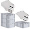 PROREGAL SuperSparSet 4x Eurobox NextGen Grip mit Scharnierdeckel und schwarzen Schiebeschnappverschlüssen, HxBxT 22x40x60cm, 44 L, Grau, Griffe geschlossen, Eurobehälter, Transportbox
