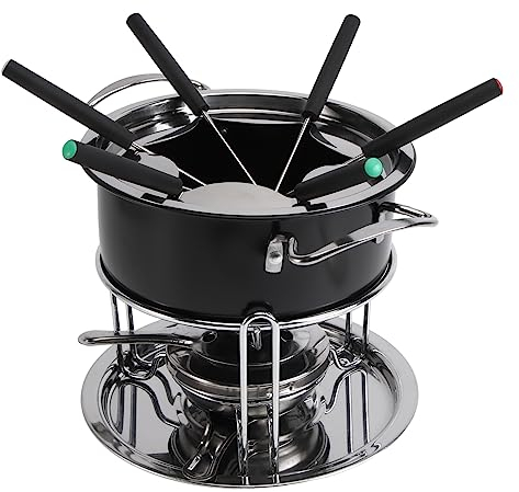 UPKOCH 1 Jeu Pot De Chocolat Assiette à Fondue Creuset De Fromage Creuset De Bonbons Camping à Fondue Pâte Combustible Bol Fondue Dessert Cuillère Acier Inoxydable Cafetière Barbecue