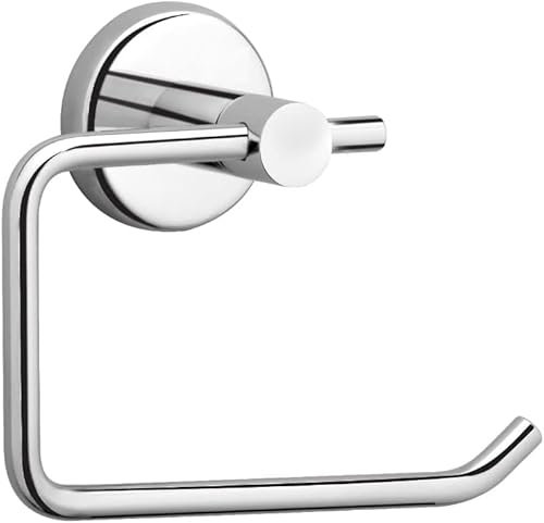 Toilet Roll Holder Wall Mounted. Chrome Bathroom Toilet Roll Holder Round. Modern Tissue Paper Holder Stainless Steel (Round)