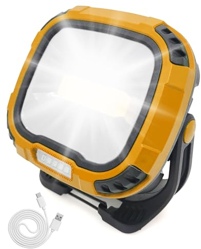 MOXTOYU 50W LED Rechargeable Work Light, 6 Modes 4 Brightness of Light Portable Work Light 4500LM, Display Power Function Flood Light Waterproof &USB Charging, Suitable for Outdoor Camping, Fishing