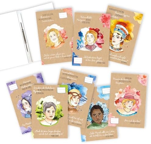 Papierdrachen 8 hochwertige Schnellhefter aus Karton für Schule, Studium und Büro | DIN A4 | Motiv Frauenpower - Schnellhefter aus 350g/m² Karton - Set 7