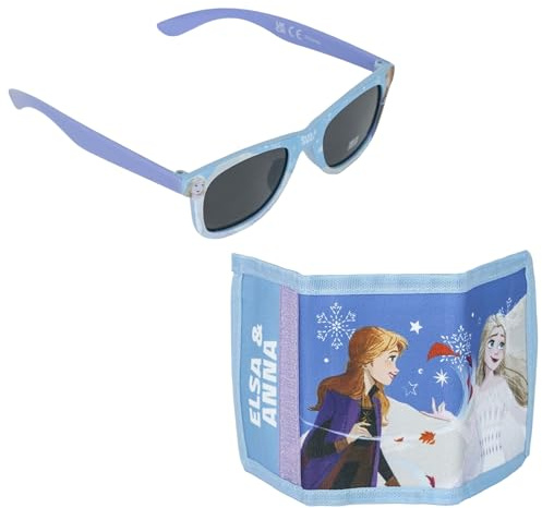 Frozen Sonnenbrille und Brieftasche im Set - Farbe Blau - UV 400 Schutz und Filter der Kategorie 3 - Brieftasche mit mehreren Fächern - Originalprodukt, entworfen in Spanien