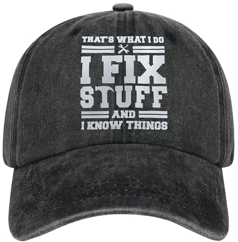 Jeasona Men's Baseball Cap - Dark Grey/Black - Unique Fix Stuff Cap for Men - Adjustable, Breathable, Cotton