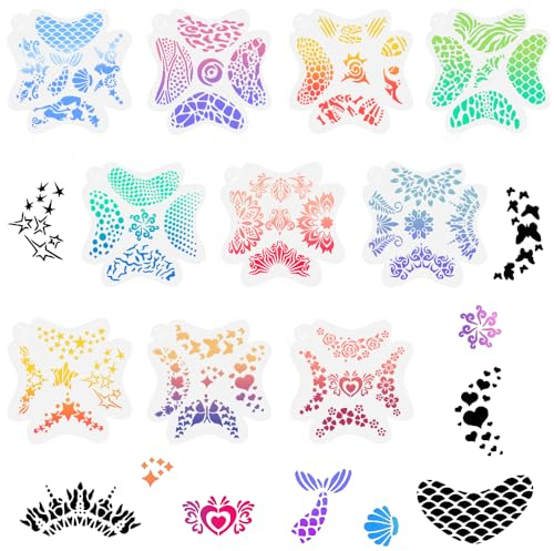 CODIRATO 10 Stück Kunststoff Schablonen Malerei Schablonen Wiederverwendbar Scrapbook Schablonen Vorlagen Kinder Tattoo Malenschablonen Malerei Schablonen Stencils für DIY Handwerk Scrabooking
