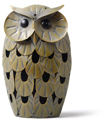 NENBOLEC Eule Skulptur Tier Figur Statue Moderne Deko Arts Metall Kunst Geschenk für Tisch Bücherregal Schreibtisch Eisen 24cm | Metall Vintage Haus Dekoration Innen Handwerk Festlich Geschenk für Schlafzimmer Büro Wohnzimmer
