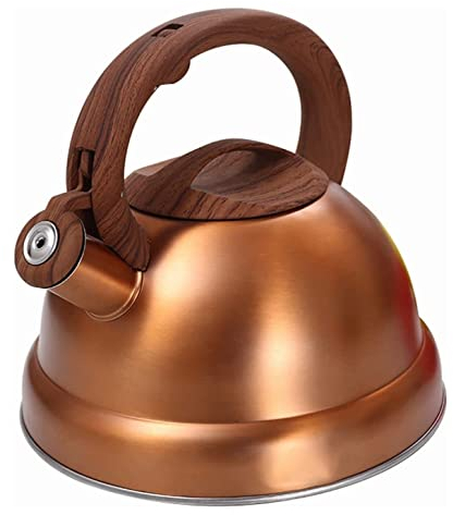 Hervidor Silbante Hervidor De Agua Con Silbido De Acero Inoxidable De 3L Con Mango De Nailon De Grano De Madera, Tetera Para Encimera De Gas, Tapa Extraíble Teteras Para Fogón