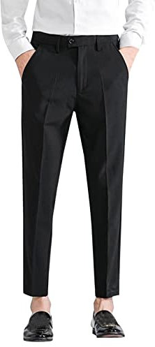 Costume Formel pour Homme Respirant Tendance Pants avec Poches Obliques Couleur Unie Taille Haute Quotidien Confortable d'affaires Décontracté Tube Droit Classique Coupe Ample Pantalons Jambe Large