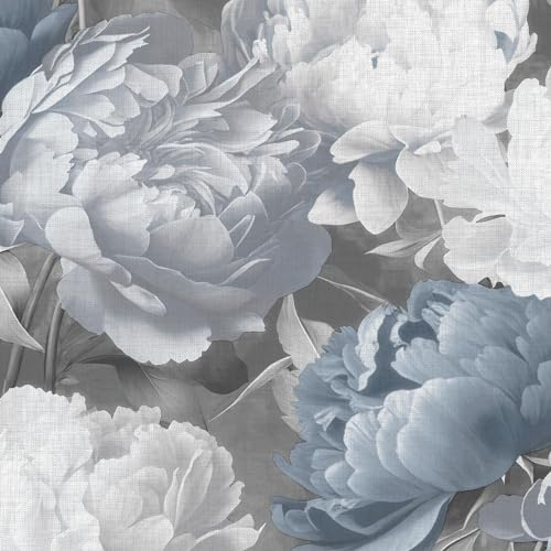 Muriva Doretta Bold Floral Leicht strukturierte Vinyl-Tapete mit Blumenmuster, strapazierfähig, für Wohnzimmer, Schlafzimmer, Flur – dekorative Luxus-Tapete – Blau 213302…
