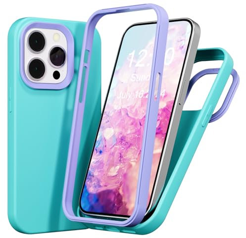 MINUUISCT Compatible with iPhone X/iPhone XS/iPhone 10 Case, Slim Liquid Silicone 3 Layers Full Covered Soft Gel Rubber Case Cover-Teal