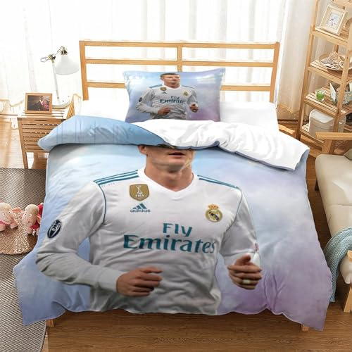 tanzhenning Toni Kroos Tröster Startseite Satz, Kinder Bettwäsche Satz Bettbezug Für Jugendliche Jugend Schlafzimmer Dekor 3 Teilig Sets Single(135x200cm)