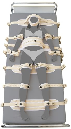 KlinikBondage Ganzkörper Set XL Bondage BDSM Fessel-Set I Bett-Fesseln hogtied sehr stabil - Premium Sexspielzeug I weiß I handgefertigt aus Baumwolle I für alle Bett-Typen