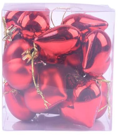 Christbaumschmuck Weihnachtskugeln in Herzform glitzernde Kugeln Dekoration für den Weihnachtsbaum hängende Ornamente für Hochzeitsfeiern 12 Stück Rot