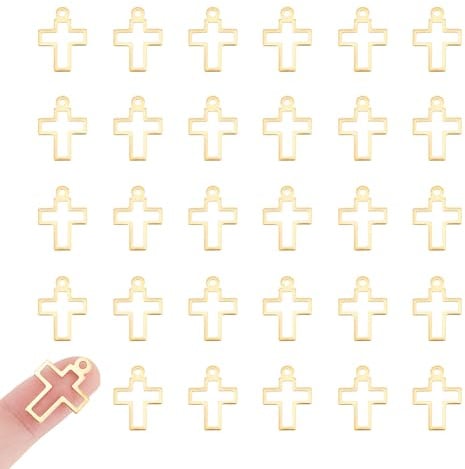 UNICRAFTALE 30 Stück Hohle Kreuzanhänger Edelstahlanhänger Kreuzanhänger Osteranhänger Goldene Anhänger Punk Anhänger Zur Schmuckherstellung Bastelzubehör Für DIY Halsketten Armbänder Ohrringe