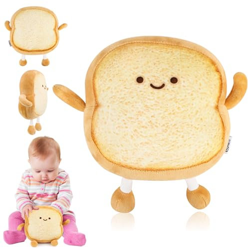 Wvu & Wvo Toastbrot Kuscheltier, 18 cm Toast Brot Kissen, Lustiges Toastkissen, Dekoratives Kissen für Kinder und Erwachsene