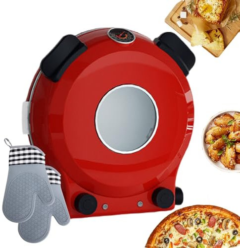 Electric Pizza Baking Ovens 0-450℃, Non-stick Pizza Bread Maker with Timer 0-15mins, Commercial Indoor Pizza Toaster Oven, Pro Pizza Oven for Pancakes Steak Chicken - with Gloves