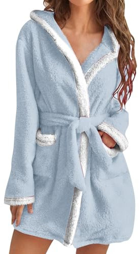 Hkdjaess Frottee Bademantel Damen Kuschelig Personalisierter Einfarbig Saunabademantel Badenantel Baumwoll Bathrobe Mikrofaser Frotteebademantel Flauschmantel Stoff Sauna Robe Saunamantel