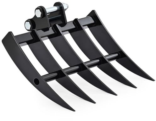 Small Mini Digger Rake, Mini Excavator Rake,Backhoe Rake Attachment 25MM/0.98in, Span: 90MM/3.54 in for Excavator Attachment