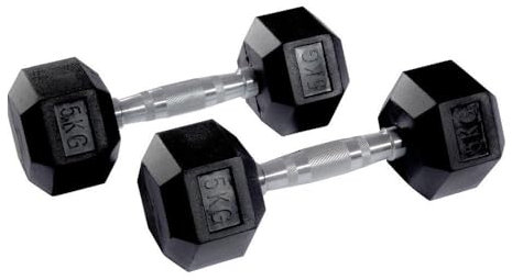 Equipped Gym - Weights Hex Dummbells Pairs. 5kg Cast Iron Gym Weights. Gym Equipment For Home And Commercial Use For Both Men And Women.Anti-Rolling Dumbbells for Weight Training