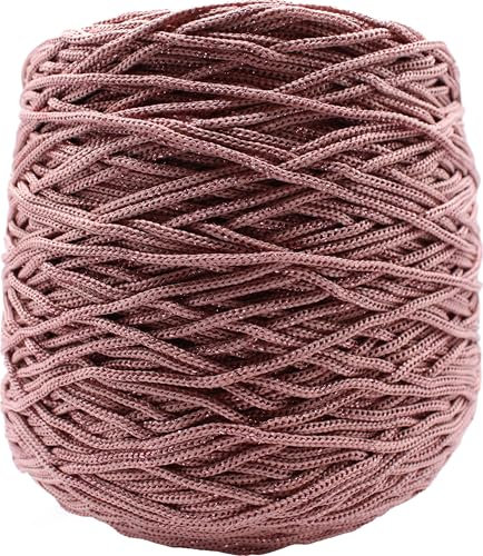 Cordino Thai 500 gr 100% polipropilene borsa uncinetto uncinetto 3,5/4 VARI COLORI lurex glitter (501 ROSA ANTICO)