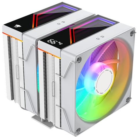 Jungle Leopard KF620 DGT ARGB Digitaler CPU Luftkühler,265W TDP,158mm Höhe,Doppel 12cm leiser PWM-Lüfter CPU-Kühler,für Intel LGA 1700/1200/115X/1851/1366/2011, für AM4/AM5 (WH)