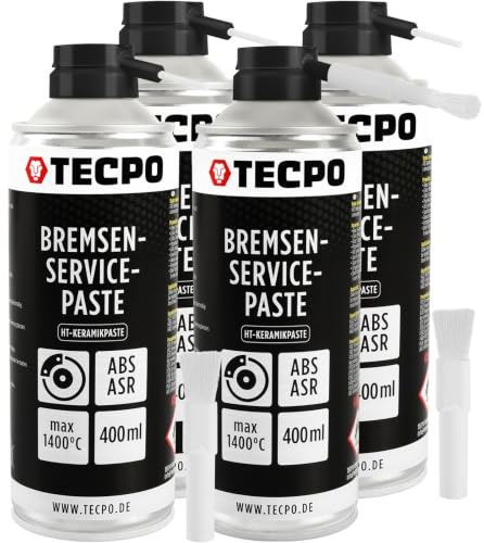 TECPO Hochtemperatur Multimontagepaste, 4X 400ml Hochbelastbarer Dauerschmierstoff für die Bremsscheiben Bremsenpaste Anti-Quietsch-Paste Bremsen Schmierpaste Keramikpaste Kupferpaste