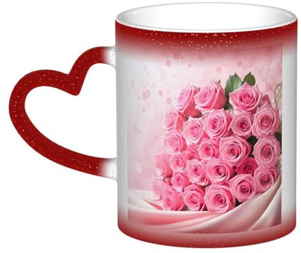 Anceky Cute Rose Coffee Mug 11oz â“ 3D Printed Pattern, Heat Changing Mug, Funny Ceramic Coffee Cups