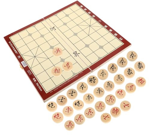 IMIKEYA Faltbares Chinesisches Schachbrett Aus Holz Mit Integrierter Aufbewahrungsbox Als Spielset Für Unterwegs Und Zuhause Xiangqi Brettspiel Für Tradition Und Spaß