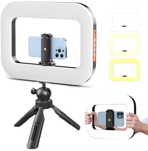 Rechargeable Selfie Portable Ring Light, Adjustable Bicolor Fill Light, 3 Light Modes Handheld LED Ring Lights, Rechargeable Cordless Square Ring Light With Tripod, Phone Video Stabilizer
