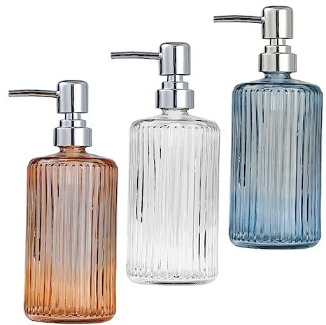 Anneome 3Stücke Pumpflasche Glasflasche Für Shampoo Lotion Transparent Für Handseife Geschirrspülmittel Duschgel Im Bad