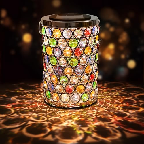 Solar Laternen Außen - Mosaik Kristall & Kolibri Hängende Solarleuchten, IP65 Wasserdicht Solarbetriebene Garten Dekor Laternen für Terrasse, Hinterhof, Weg, Weihnachten, Geburtstagsgeschenke für