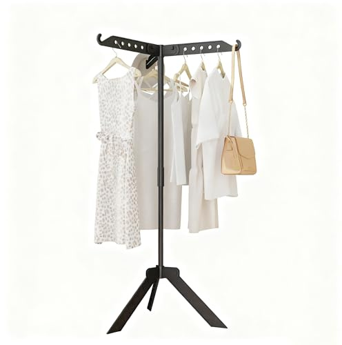 AISIR Etendoir à Linge Séchoir à Linge Pliable Intérieur et Extérieur, Rotation à 360° Sèche Linge avec 3 Bras de Crochet, Noir