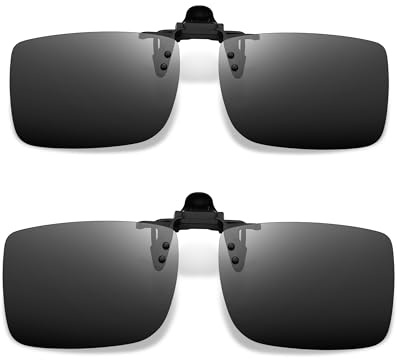 Joopin Polarised Clip on Sunglasses Flip Up UV400 2 Pack Black/Black