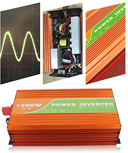 HELEVIA Onduleur Solaire à Onde Sinusoïdale Pure 1500 W, Sortie 220 V avec écran LCD, Protection Contre Les Surcharges pour Appareils Ménagers (48V)
