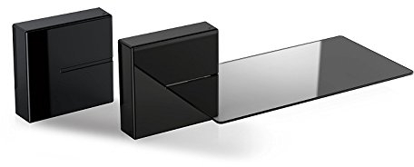Meliconi 480521 Ghost Cubes Shelf Black Stapelbare Kabelkanal mit Regalen aus Glas schwarz