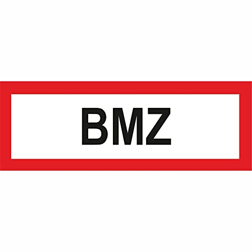 Indigos UG Aufkleber BMZ - 42,00 cm x 14,80 cm - selbstklebender Sicherheits Aufkleber für Tür oder Wand - Warnschild für Gebäude, Hotel, Büro, Firma, Haus, Praxis