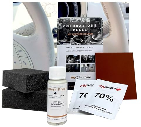 Mycolourcare Kit Restauración Tintado Volante Color Blanco Marfil Compatible con Fiat 500 Fácil De Usar Alternativa Cubrevolante