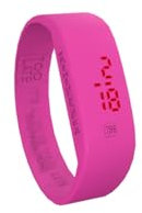 Too Late LED ORIGINAL Unisex Digital Led Ultra Light Silikon Uhr - Datum & Zeit -(S, Fluo Pink)